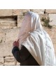 White Acrylic Tallit (Prayer Shawl) with Silver Stripes and Baroque-Pa